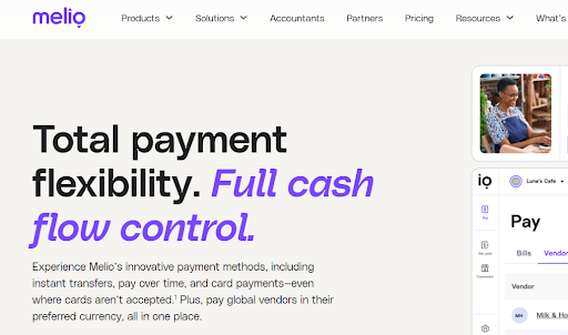 Melio AP Automation Software Landing Page