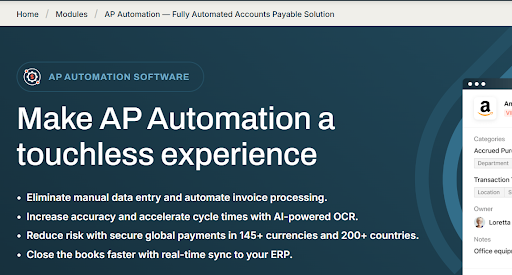 Airbase AP Automation Software Landing Page