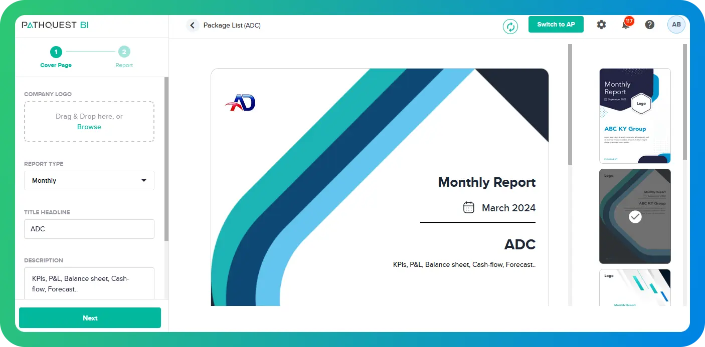 Package Builder Generate Monthly Reports