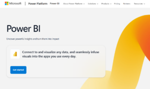 Landing page of Power BI